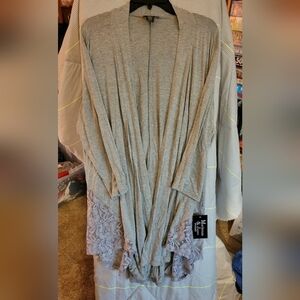 MacKenzie & James Gray Lace Accent Long Sleeve 3X